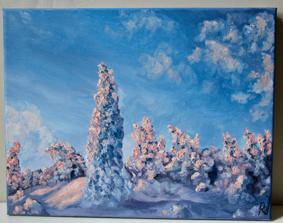 Snowy Trees at Sunset- $172