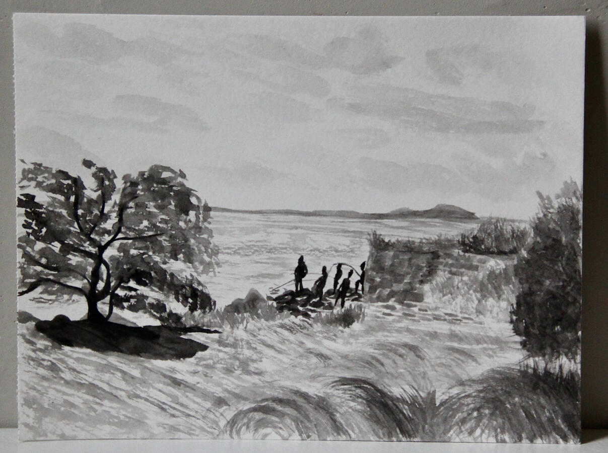 Fishing Scene in Monochrome- $70